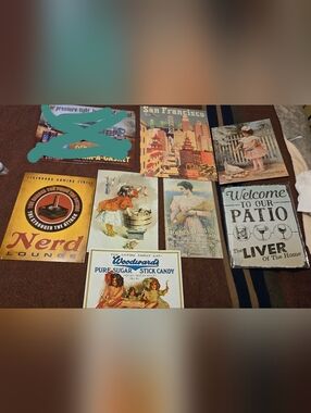 Metal Sign LOT 7 Signs Decor Garage Laundry Gaming